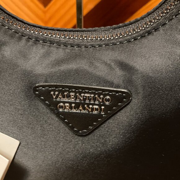 Valentino Orlandi Black Crescent Moon Minimal Nylon Shoulder Bag Charm MSRP $209 - Picture 2 of 9